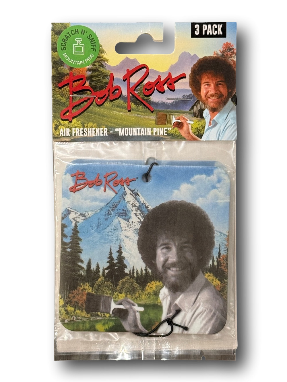 3-Pack Bob Ross Licensed Air Fresheners - Mountain Pine Scent - NWT